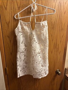 Shade and Shore Ivory Lace Spaghetti Strap Mini Swim Suit Cover